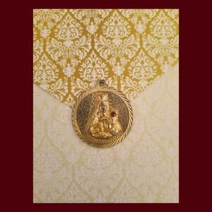 Vintage St Barbara Catholic Religious Gold Tone Medal Medallion Charm Pendant